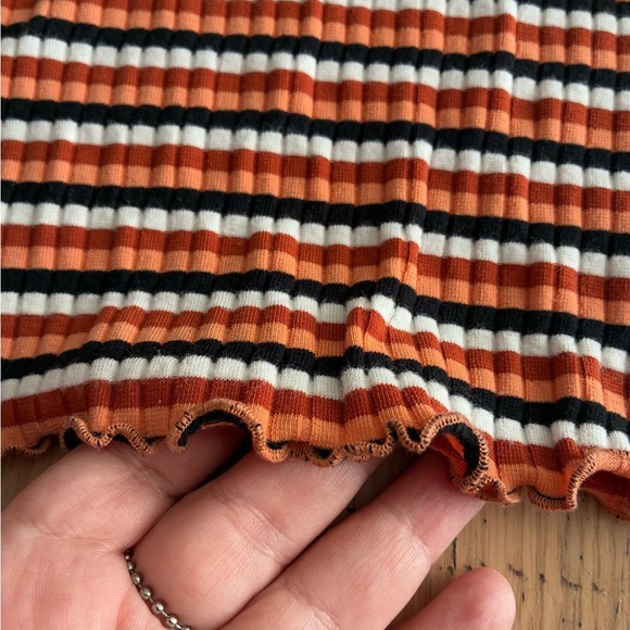 Mudd Orange and White Ribbed High Neck Sleeveless Tank Top S - Picture 8 of 12